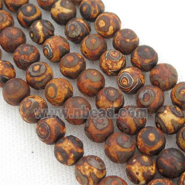 Tibetan Style Agate Beads, round, eye