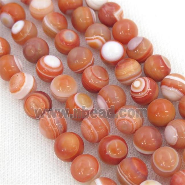 red striped Agate Beads, round