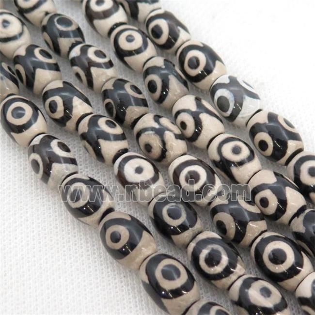 white black Tibetan Agate rice beads, eye