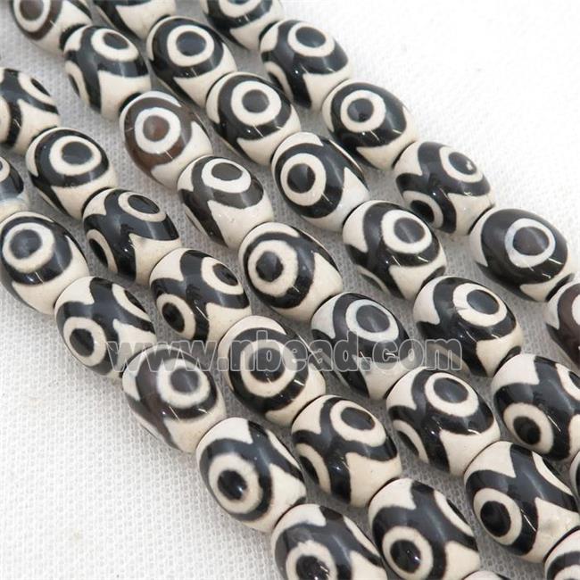 white black Tibetan Agate barrel Beads