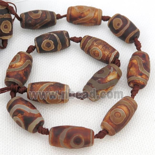 matte Tibetan Agate barrel beads, eye