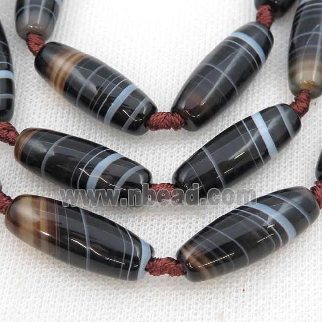 black Striped Agate rice beads