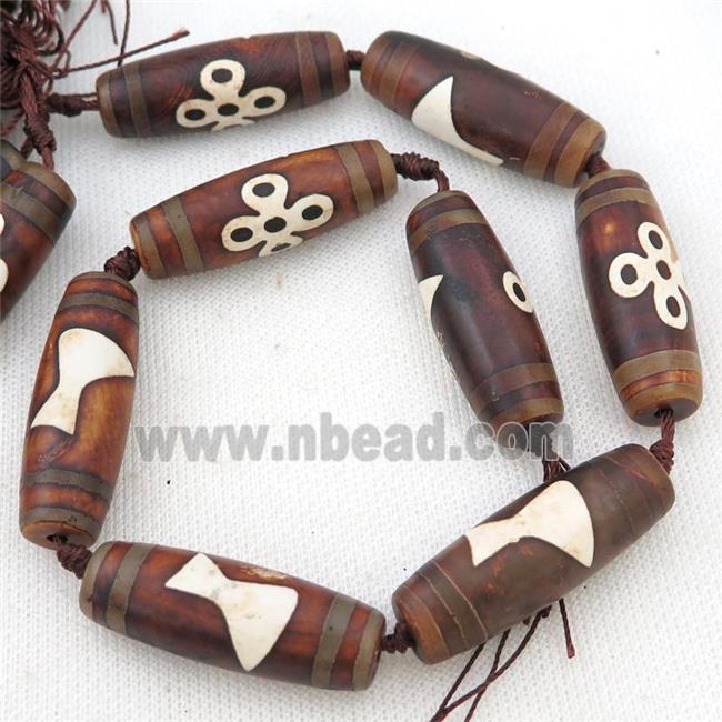 matte Tibetan Agate rice beads