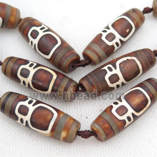 matte Tibetan Agate rice beads