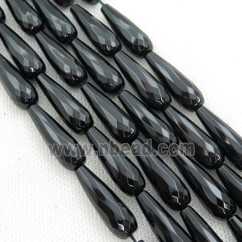 Black Onyx Agate Beads, Faceted Teardrop