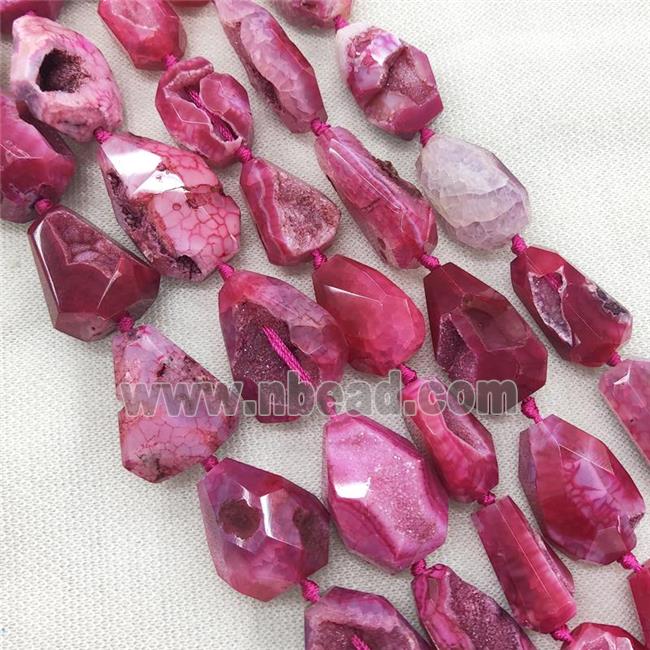 red Agate Geode Druzy Beads, freeform