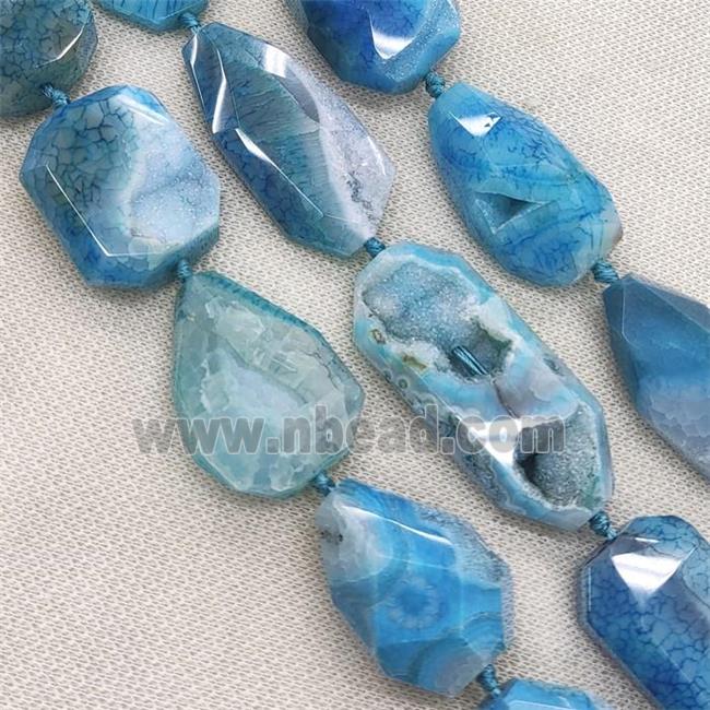 blue Agate Geode Druzy Beads, freeform