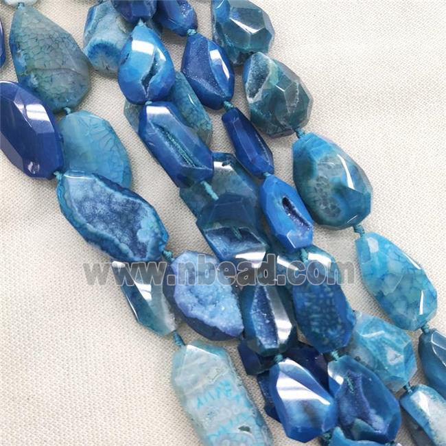 blue Agate Geode Druzy Beads, freeform