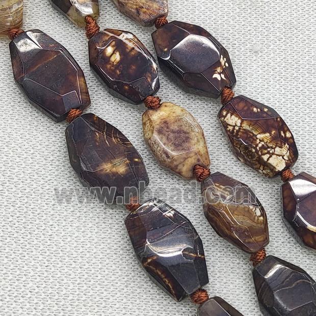 coffee Veins Agate Beads, freeform