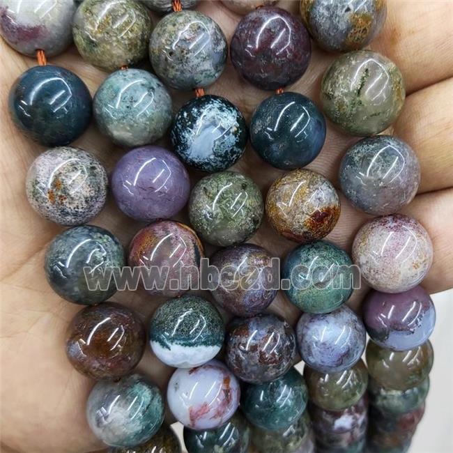 Natural Ocean Agate Beads Multicolor Smooth Round