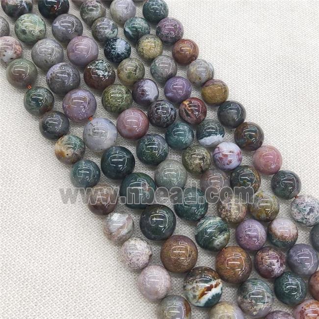 Natural Ocean Agate Beads Multicolor Smooth Round