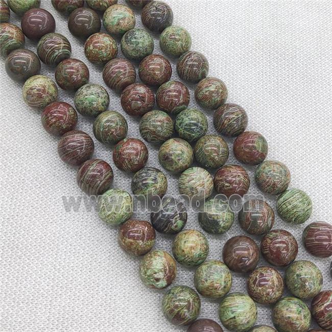 green Striped Jasper Beads, round