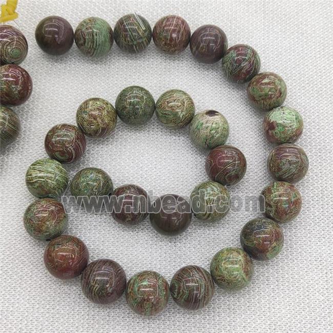 green Striped Jasper Beads, round