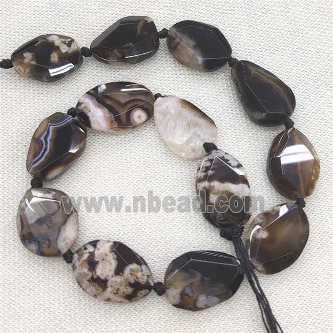 black Cherry Agate slice beads, faceted