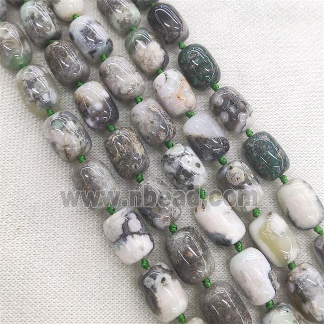 green Cherry Montana Agate barrel Beads