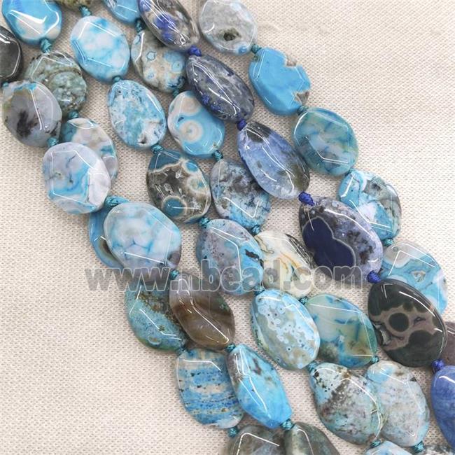 blue Ocean Agate slice beads, faceted