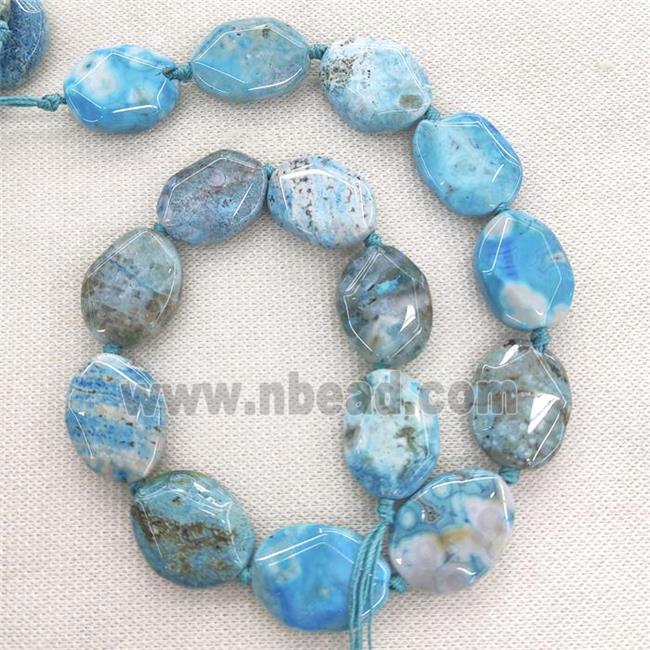 blue Ocean Agate slice beads, faceted