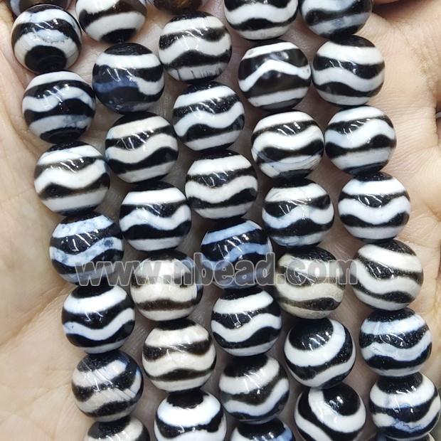 round Tibetan Dzi Agate Beads, wave