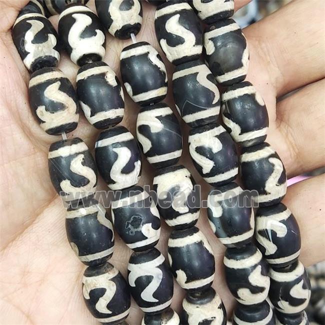 tibetan Dzi Agate barrel beads, matte