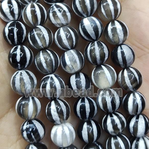 Tibetan Agate beads, round, pumpkin