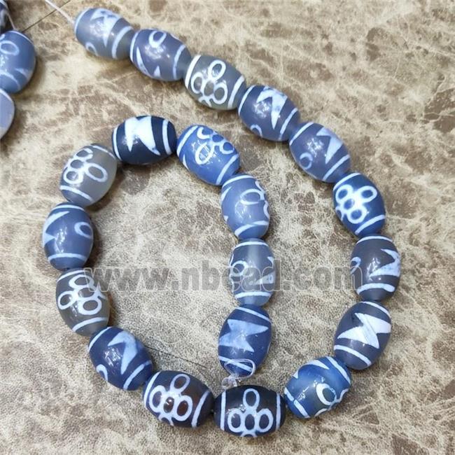 Blue Tibetan Agate Barrel Beads