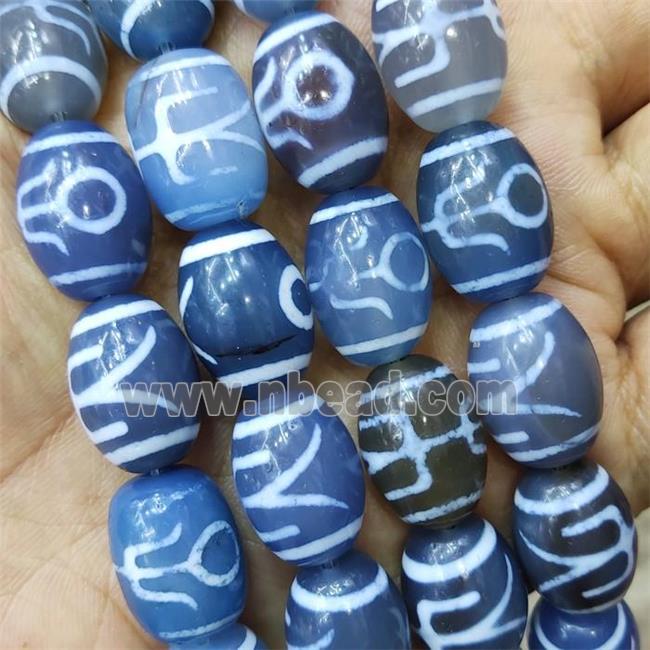 Blue Tibetan Agate Barrel Beads