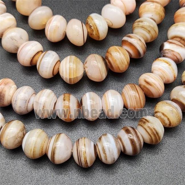 Brown Striped Agate Beads Smooth Rondelle Natural Color