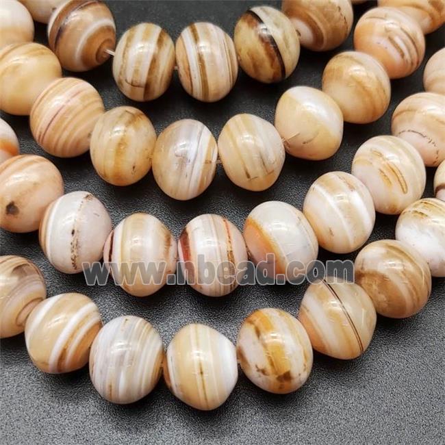 Brown Striped Agate Beads Smooth Rondelle Natural Color