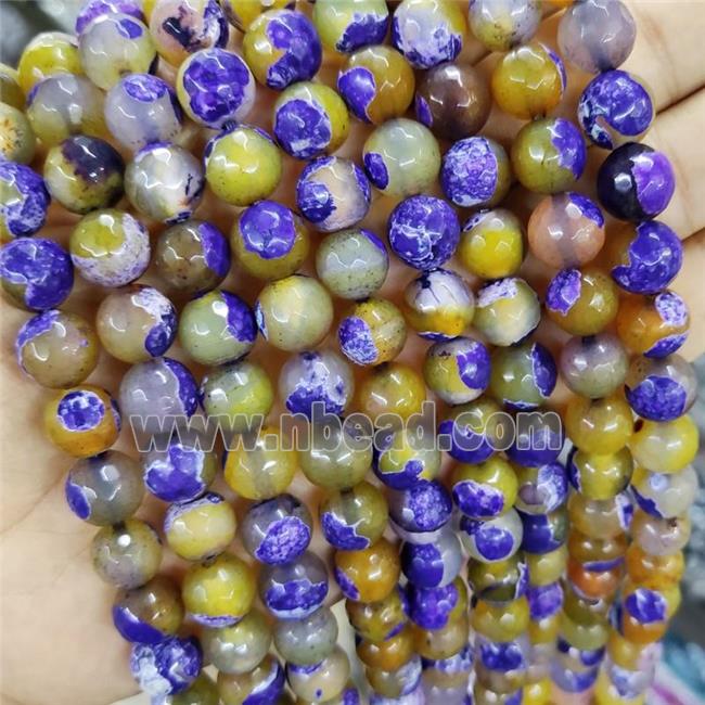 Dye Agate Beads Faceted Round Purple