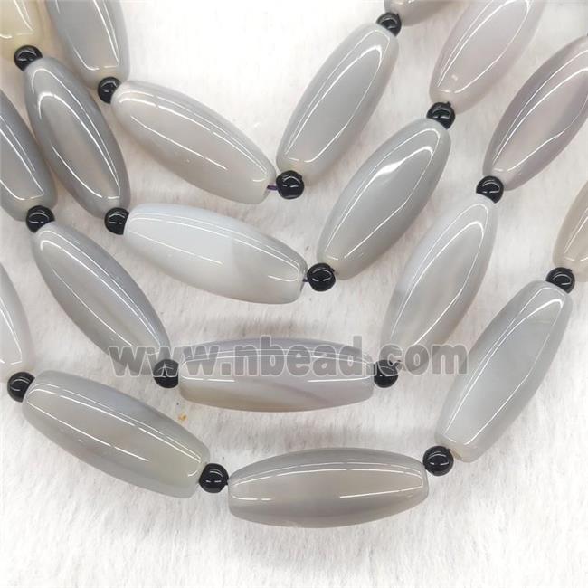 Natural Gray Agate Rice Beads Smooth