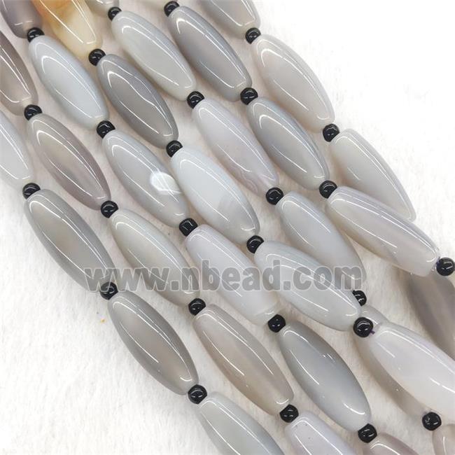 Natural Gray Agate Rice Beads Smooth