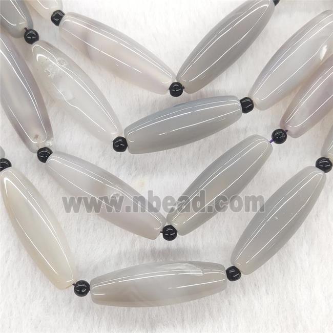 Natural Gray Agate Rice Beads