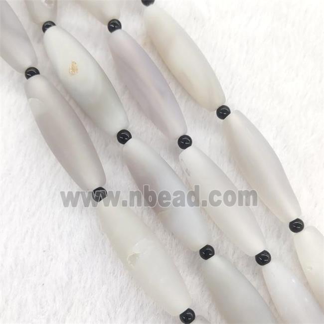 Natural Gray Agate Rice Beads Matte