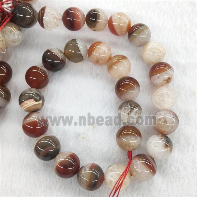 Agate Druzy Round Beads Smooth Orange White