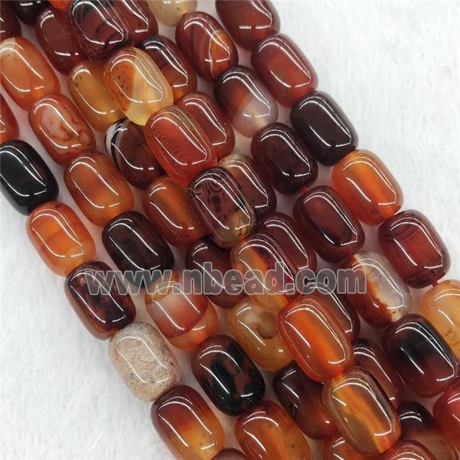 Red Fancy Agate Barrel Beads Smooth