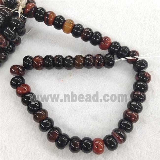 Black Fancy Agate Rondelle Beads Smooth