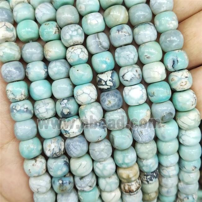 Natural Agate Rondelle Beads Smooth Turq Green Dye