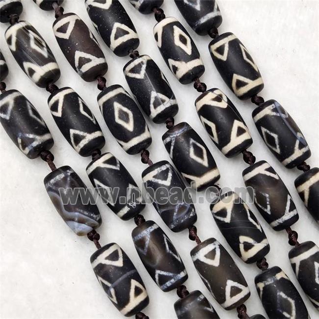 Tibetan DZi Agate Beads Barrel Matte