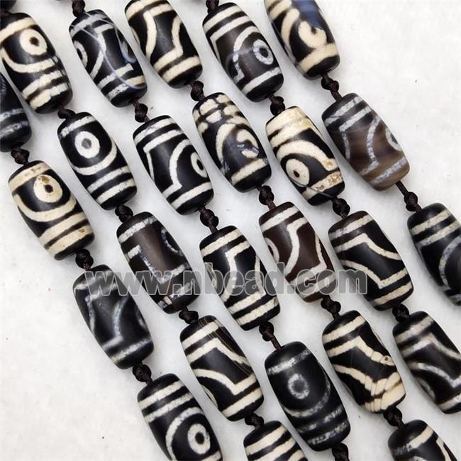 Tibetan DZi Agate Beads Barrel Matte