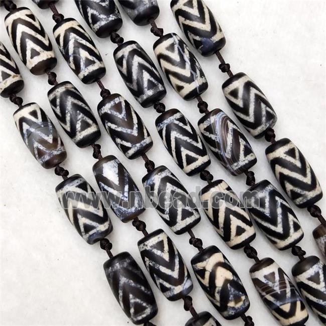 Tibetan DZi Agate Barrel Beads Matte