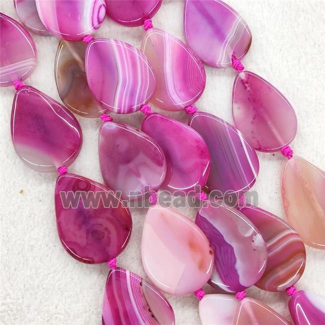 Hotpink Stripe Agate Beads Teardrop