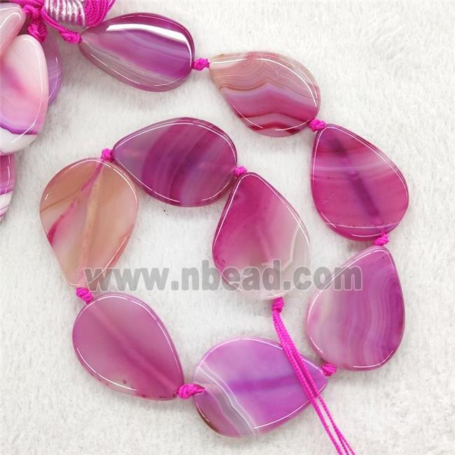 Hotpink Stripe Agate Beads Teardrop