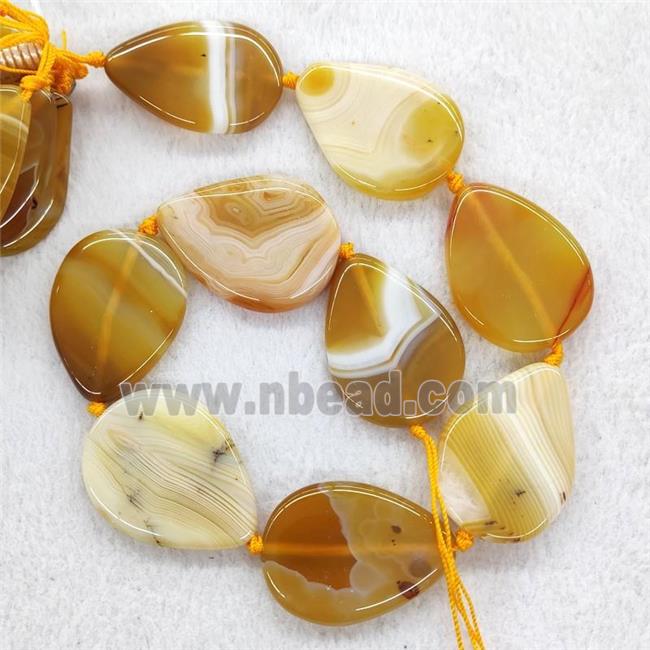 Yellow Stripe Agate Beads Teardrop