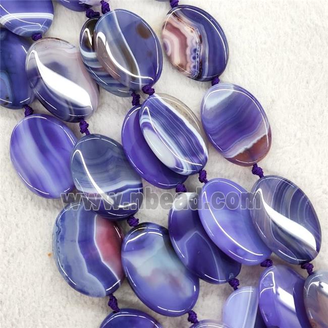 Purple Stripe Agate Oval Beads