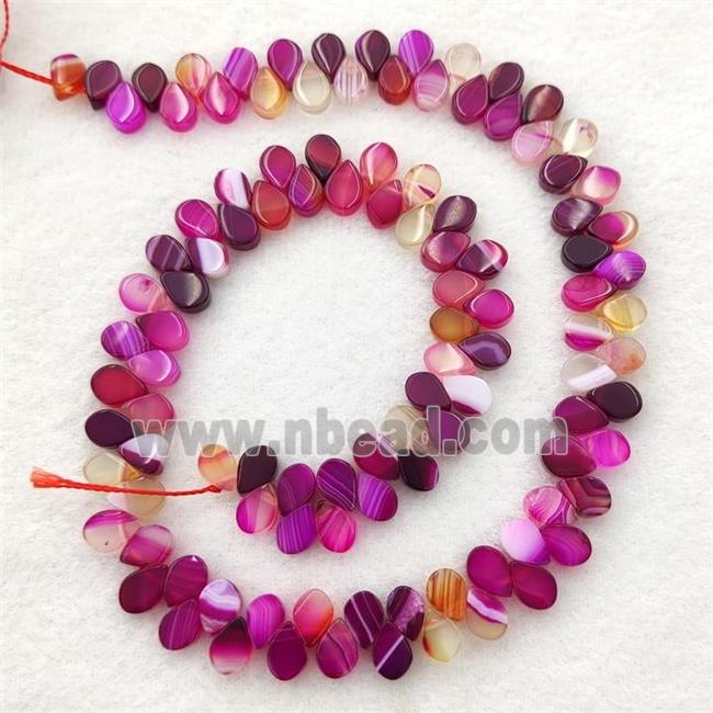 Hotpink Stripe Agate Teardrop Beads Topdrilled