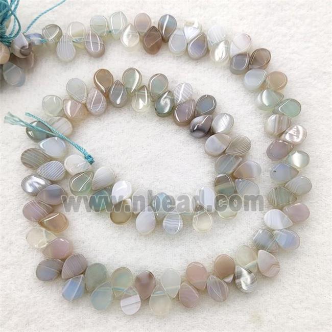 Gray Stripe Agate Teardrop Beads Topdrilled