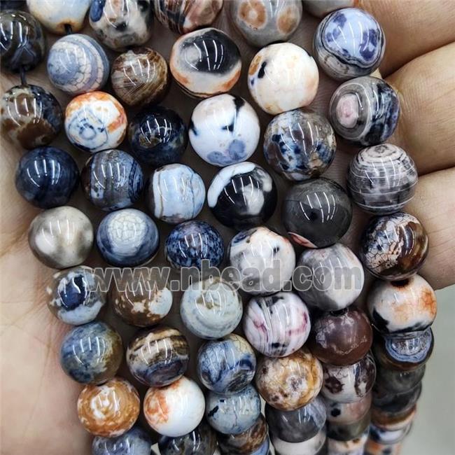 Fire Agate Beads Orange Pink Black Dye Smooth Round