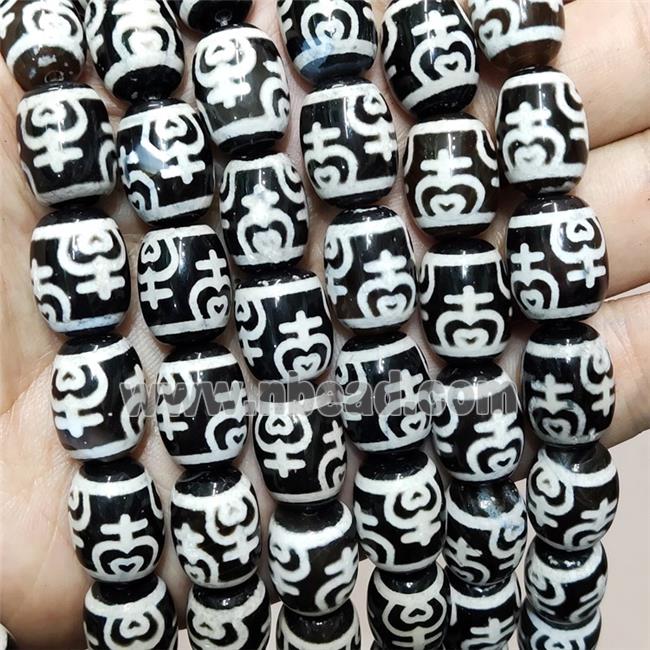 Tibetan Agate Barrel Beads Black