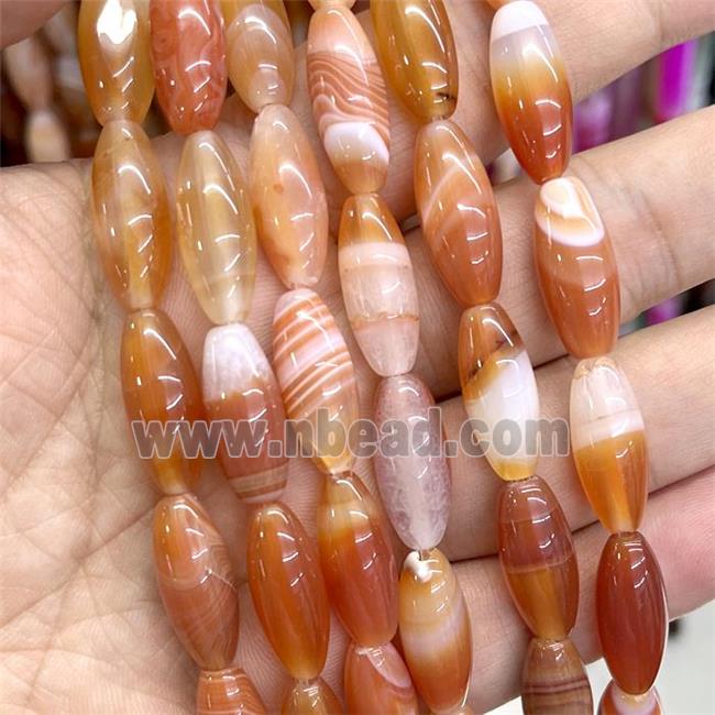 Red Stripe Agate Rice Beads Dye