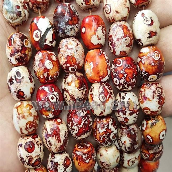 Agate Beads Barrel Woodskin Dye